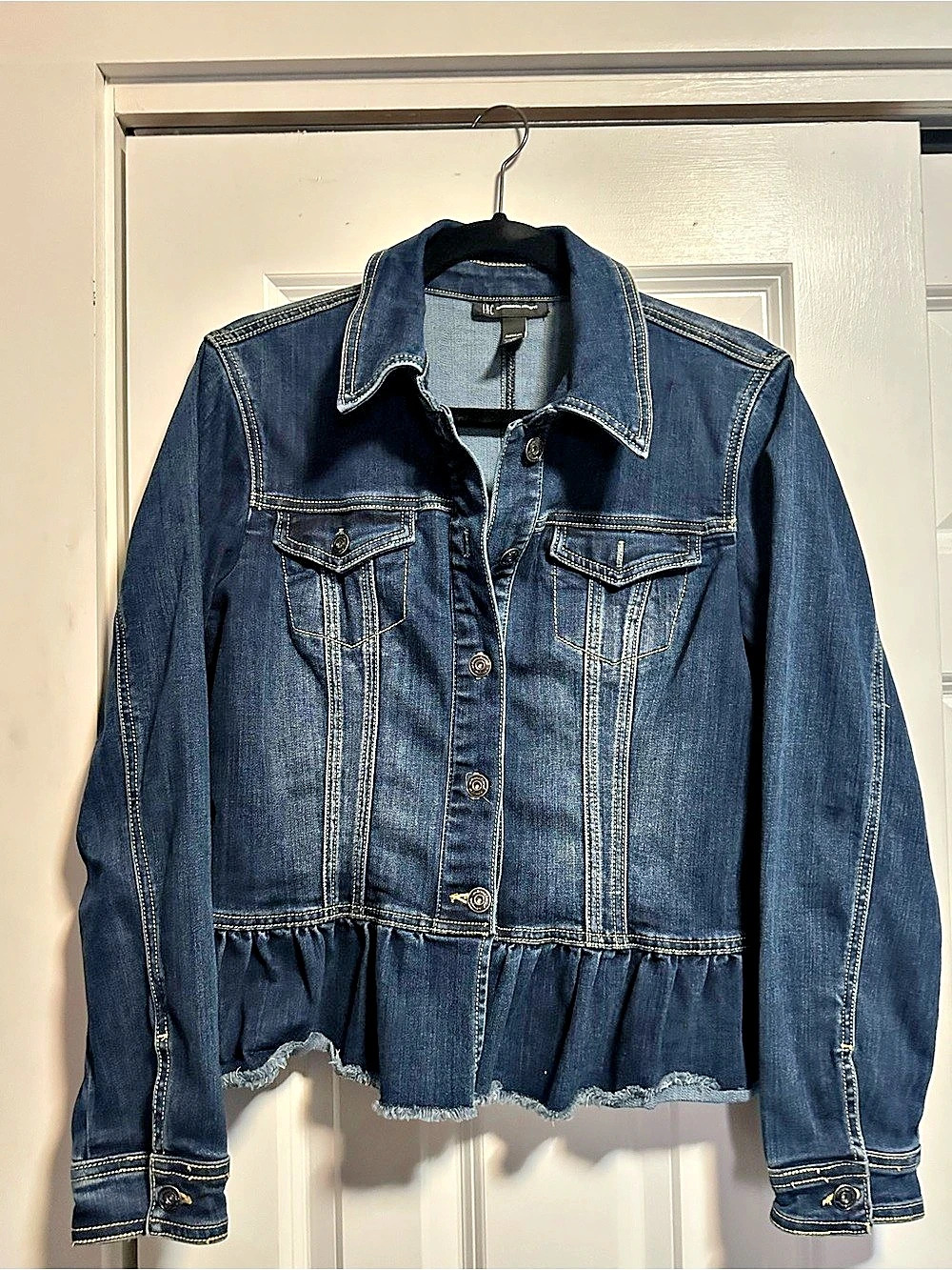 INC International Concepts INC Ruffled Denim Jacket Ruffled Denim Jacket Blue